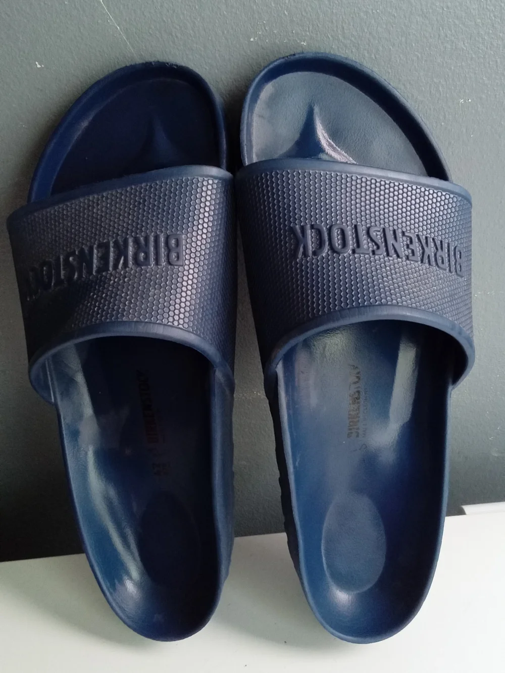 Birkenstock‎ Barbados EVA Navy Blue Logo Slide Sandals Mens 42 L11 1015480